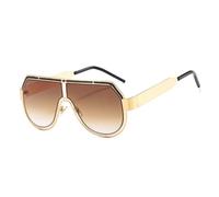 YUEZHAN Sunglasses For Men Flat Top Oversized Women Sunglasses Retro Shield Shape Classic Sun Glasses Man Female Big Square Eyewear Uv400 C4Gold-Brown