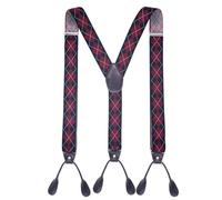 YUEZHAN Suspender Braces Buttons Suspenders Man'S Braces Unisex 6 Button Hole Leather Fittings Braces Y-Back Lightgray