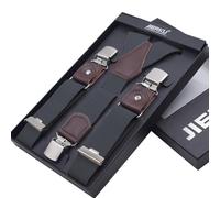 YUEZHAN Suspender Braces Man'S Suspenders Braces 3 Clips Leather Casual Suspensorios Trousers Strap Gift For Dad Suspenders Gray