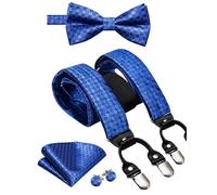 YUEZHAN Suspender Braces Mens Suspenders Bow Tie Cufflinks Set 6 Clips On Men Vintage Braces Floral Adjustable Bd-3059