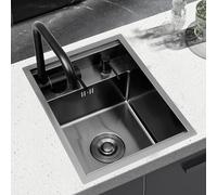 Yuezouikl Single Bowl Sink,Foldable Concealed Sink Multi-Functional Undermount Sink Nano Black Stainless Steel Sink Mini Concealed Sink with Lid Complete Accessories, for Kitchen, Bar,35CM*45CM*22CM