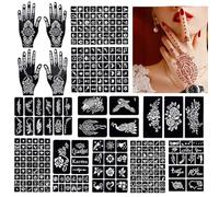 yufana Henna Tattoo, Temporary Tattoo Temples Set, 14 Henna Tattoo Set, 281 Temporary Tattoos, Reusable Body Art for Women, Teenagers and Adults Designs for Hands