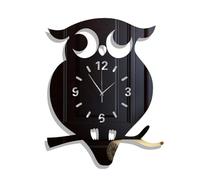 yufana Modern Black Long Hands Wall Clock, Frameless Silent 3D DIY Acrylic Digital Wall Clock, Modern DIY Silent for sticking, Suitable for Living Room, Kitchen, Bedroom, Owl