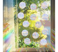 yufana Suncatcher Prism Window Stickers, Large, Pack of 32 Bird Protection for Glass Panes, Invisible, Prism Window Stickers, Bird Protection, Rainbow Film Window