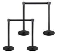 YUFANKAI Solid Core Retractable Belt Barrier Post, Upgraded 2m Queue Stanchion with Solid Core Base (No Messy Sand/Water Fill), Queue Management for Museums/Banks/Exhibitions (4)