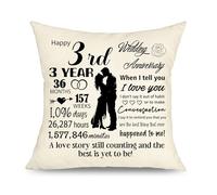 Yufansd 3rd Anniversary Decorative Cushion Cover Throw Pillow Cover Gifts for 3 Years of Marriage Couple Husband Wife Friends Married 3 Years Gifts Pillow Cases 45x45cm (3rd)