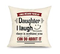 Yufansd Gifts for Daughter from Dad Mum Pillow Cases I Smile Because You're My Daughter Pillowcases Fun Gift for Birthday Christmas Daily Decoration Cushion Covers 45x45 cm (Daughter)