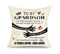 Yufansd Grandson I've Filled This Pillow With My Love And Strength Just For You Decorative Throw Pillow Cover Inspirational Gift for Him Boys Christmas Birthday Gifts (Grandson)