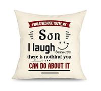 Yufansd Son Gifts from Mum Dad Pillow Cases Presents for Son I Smile Because You're My Son Pillowcases Fun Gift for Son Birthday Christmas Daily Decoration Cushion Covers 45x45 cm (Son)