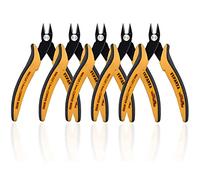 YUFANYA 5PCS Flush Cutters,Wire Cutters for Side Cut,Nut Cut with Softy Anti-Slip Handle and Internal Spring Wire Clippers,Heat Treated Carbon Steel Made Snippers(Yellow& Black), 5Pack