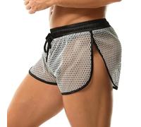 YUFEIDA Men's Active Shorts Large Split Sides Extreme Mesh Fishnet Boxers Breathable Drawstring Lightweight Quick Dry Sports Shorts for Men