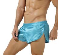 YUFEIDA Men's Athletic Supporters Silky Jockstrap Boxers Lightweight Active Shorts Large Side Split Satin Boxers SkyBlue