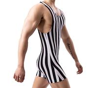 YUFEIDA Men's Sports Undershirt Jumpsuit Leotard Slim Fit Bodysuit All in One Pajamas Wrestling Singlet Underwear