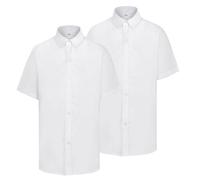 Yufennie 2 Pack Boys' School Shirts White Short Sleeve Button Down Shirts School Uniform Regular Fit Easy Iron
