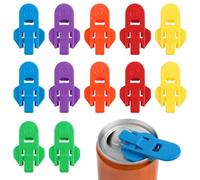 YUFETY Manual Easy Can Opener 12 Pcs Plastics Ring-Pull Openers in 6 Bright Colors Can Mouth Protective Cover Safety Beverage Can Top Ring Opening Tools for Pop Coke Beer Soda