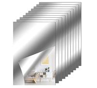 YUFFQOPC 10 Pcs Mirror Tiles Self Adhesive Acrylic Mirror Sheet Non Glass Mirror Flexible Mirror Sheets Self Adhesive Mirror Stickers Sticky Mirror Tiles For Home Wall Decor, 4 X 6 Inches