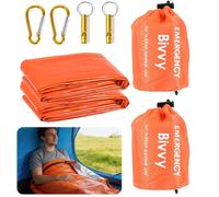 YUFFQOPC 2 Pack Emergency Sleeping Bag,Emergency Bivvy bag,Compact Thermal Shelter,with 2 Survival Whistle and 2 Carabiners,for Camping Gear Hiking Travel Outdoor Activities Backpacking