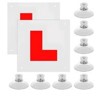 YUFFQOPC 2 Pack L Plates Magnetic, Learner Plates Magnetic with 8 M4 Suction Cups, Night Reflective, Waterproof, Easy to Use, Magnetic L Plates for for Learning Car, Van or Bus