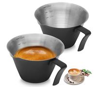 YUFFQOPC 2 Packs Espresso Cups 100ml (3.3 oz) Espresso Measuring Cup with Stainless Steel Handle, Espresso Coffee Cup Espresso Pouring Cup for Barista, Coffee Espresso Accessories Sauce Cup Dip Bowls