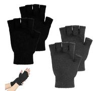 YUFFQOPC 2 Pair Half Finger Gloves - Winter Knitted Fingerless Mittens for Typing, Unisex Heated Work Gloves for Outdoor Use