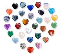 YUFFQOPC 22pcs Healing Crystals, Heart Gemstones, Love Heart Natural Gemstones, Valentine's Day, Multi Polished Pocket Stone for Stress Relief Reiki Chakra Healing, Meditation,Balancing Yoga