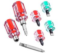 YUFFQOPC 6 Pcs Mini Stubby Screwdriver Set - 2-in-1 Interchangeable Screwdriver Tool Kit for DIY Repair & Sewing Accessories