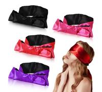 YUFFQOPC Adult Play Blindfolds and Handcuffs Set, 4pcs Blindfolds, Adjustable Satin Eye Masks, Rose Red, Black, Purple