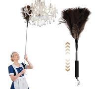 YUFFQOPC Feather Duster, Extendable 35-110cm Ostrich Feather Dusters For Cleaning, Long Ostrich Feather Duster For High Ceilings,Lamps, Cabinets, Furniture, Home, Car, Office Cleaning