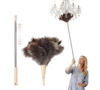YUFFQOPC Feather Duster, Extendable 35-110cm Ostrich Feather Dusters For Cleaning, Long Ostrich Feather Duster For High Ceilings,Lamps, Cabinets, Furniture, Home, Car, Office Cleaning (khaki)