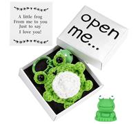 YUFFQOPC Frog in Open Me Gift Box, Cute Crochet Frog Keyring with Blessing Card, Positive Energy Frog Gifts for Women Girls Bags Backpacks Car