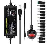 YUFFQOPC Universal Power Supply, 3V~24V 3A 72W Adjustable Variable AC/DC Adapter Charger, 100V-240V AC to DC Converter with LED Voltage Display with 14 Tips & Polarity Converter