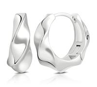 YUFFQOPC Women's Sterling Silver Earrings, Fashionable Hypoallergenic 925 Silver, Twisted Geometric Shape Designs, Turned Women's Hoops Earrings