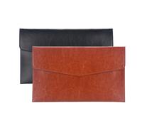 Yufocusqc PU Leather A5 File Folder Document Holder A5 Envelope Folder with Snap Closure for Receipt 2Packs (Black&Brown)
