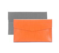 Yufocusqc PU Leather A5 File Folder Document Holder A5 Envelope Folder with Snap Closure for Receipt 2Packs (Gray&Orange)