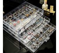 YUFONG Earring Storage Box Organizer 3 Drawers Acrylic Jewelry Storage Box Holder Transparent Jewelry Display Stand with 72 Small Compartments Gift for Women Girls (Clear)