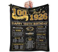 Yufrtck 100th Birthday Gift Throw Blanket, 60x50 Inch, White, Vintage, Unisex, Cotton/Polyester Blend, 1.3 Pounds, 1925 Theme