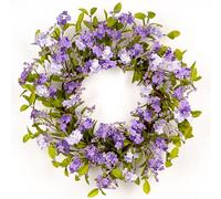YUGALI Summer Wreath for Front Door, 22 in Purple Cherry Blossom Hydrangea