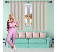 YUGAOYU Eyelet Blackout Curtains 320 x 210 cm Super Soft Texture Eyelet Grommet Curtains, Black Out for Window Living Room, Beige