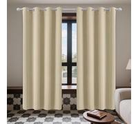 YUGAOYU Pencil Pleat Curtains 137 x 154 cm Drop Thermal Insulated Super Soft Eyelet Curtains Printed for Window Living Room, Cream Color