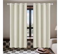 YUGAOYU Pencil Pleat Curtains 138 x 170 cm Drop Thermal Insulated Super Soft Eyelet Curtains Printed for Window Living Room, Beige