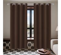 YUGAOYU Pencil Pleat Curtains 141 x 165 cm Drop Thermal Insulated Super Soft Eyelet Curtains Printed for Window Living Room, Brown