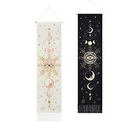 Yugarlibi 2 Pack Sun Moon Tapestries Tarot Card Wall Hanging 130x32.5cm | Black and White Tapestry, Tarot Card Tapestry Wall Hangings, Psychedelic Tapestries Long Wall Art for Bedroom Living Room