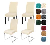 Yugarlibi Dining Chair Slipcovers Set of 4 Stretch Chair Covers Swing Chair Elastic Removable Dining Room Chair Covers Reusable Washable Chair Protector for Hotel Banquet Ceremony (Beige, 4 pcs)