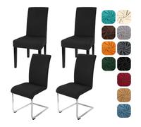 Yugarlibi Dining Chair Slipcovers Set of 4 Stretch Chair Covers Swing Chair Elastic Removable Dining Room Chair Covers Reusable Washable Chair Protector for Hotel Banquet Ceremony (Black, 4 pcs)