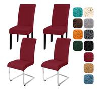 Yugarlibi Dining Chair Slipcovers Set of 4 Stretch Chair Covers Swing Chair Elastic Removable Dining Room Chair Covers Reusable Washable Chair Protector for Hotel Banquet Ceremony (Wine Red, 4 pcs)
