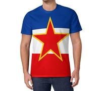 Yugoslavia National Country Flag Men's T-Shirts Classic Short Sleeve Crew Neck Tee Summer Casual Tops Graphic S