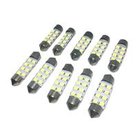 YUGRUPJG 100pcs Car Interior Dome Festoon Light Festoon LED 31mm 36mm 39mm 41mm White Reading Bulb 8SMD 1210 Super Bright Bulbs Lamp 12V(White 39MM)