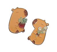 YUGSHNKFC 1 Pair Capybaras Shaped Brooch Pin Handmade Lapel Badge Fashionable Alloy Animal Themed Jewelry for Clothing Accessory