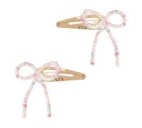 YUGSHNKFC 1Pair Beads Bowtie Hair Clip Girl Sweet Ballet Hairpin Hair Styling Hair Bows for Thin Hair Elegant Korean Side Clip