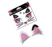 YUGSHNKFC 2/3/4Pcs Cats Costume Set Halloween Costume Cosplay Party Props Cats Ears Headband Bowtie Tail Tutus Face Stickers Kids Animal Cosplay